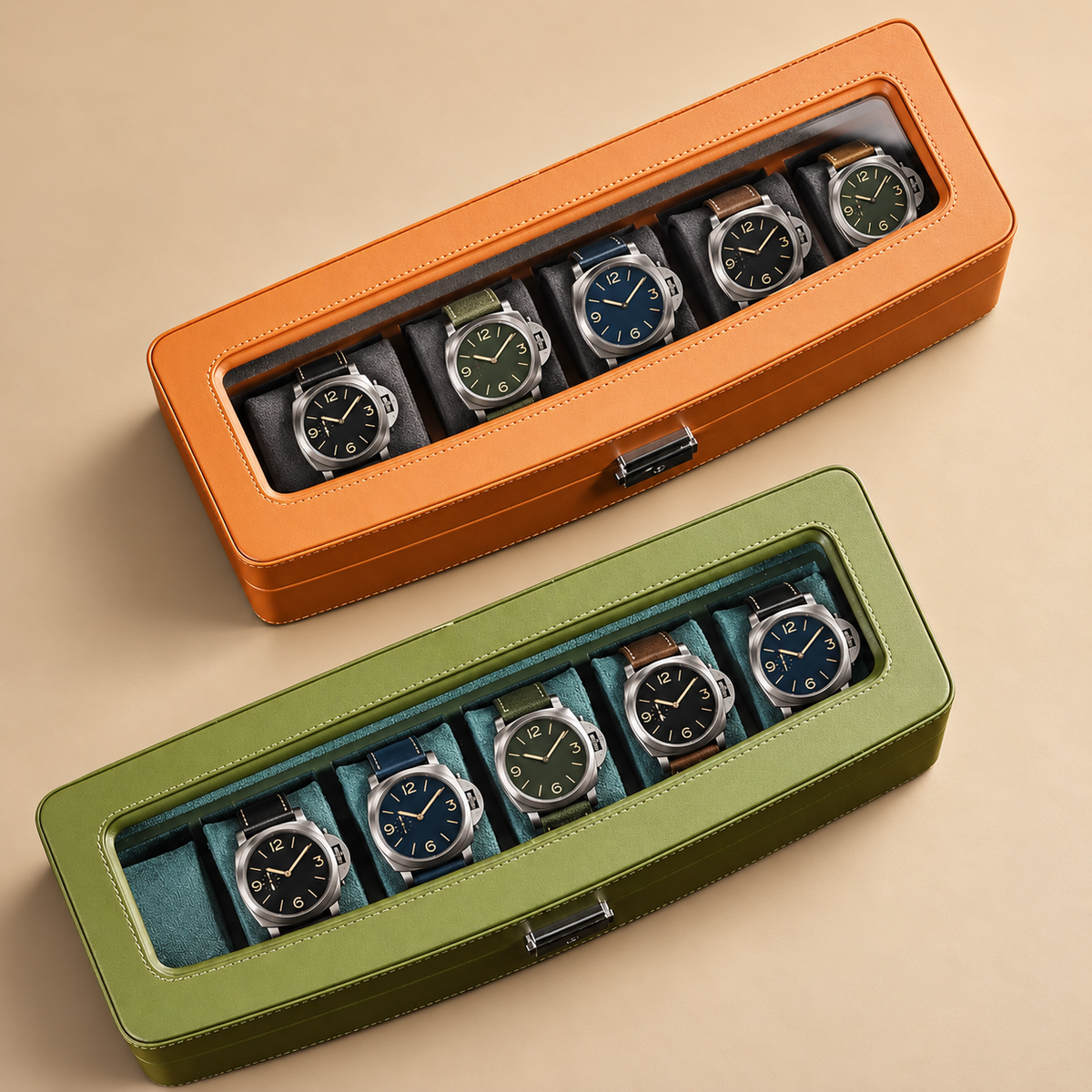 Boîte à Montre en Cuir Microfibre – 4 ou 6 Montres