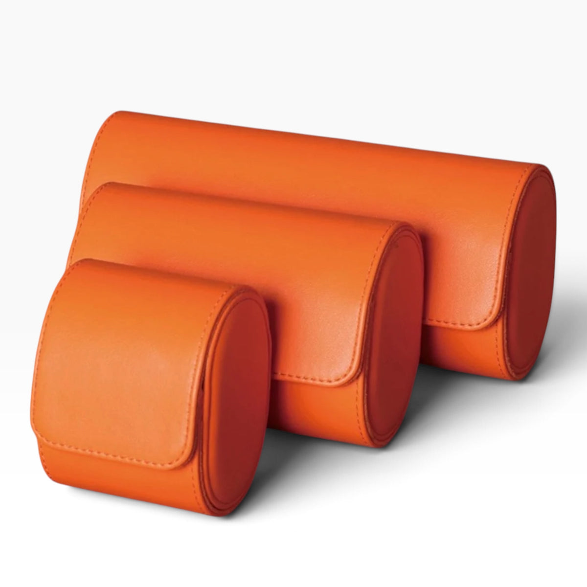 Lot de 3 Étuis à Montre en Cuir PU Orange – 1, 2 et 3 Montres