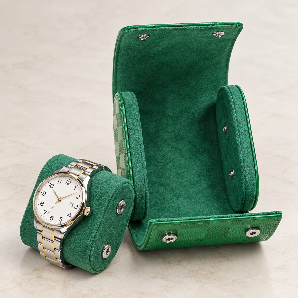 Lot de 3 Étuis à Montre en Cuir PU Vert effet crocodile – 1, 2 et 3 Montres