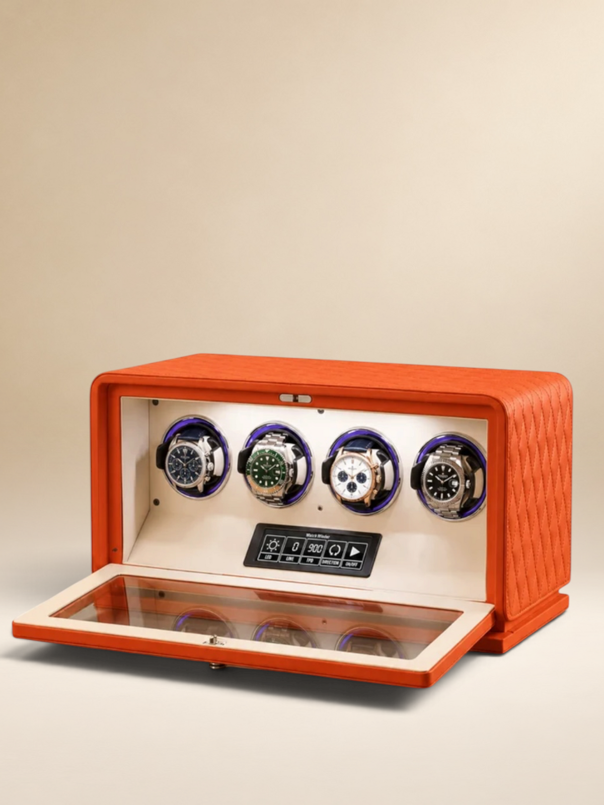 Remontoir à Montre Automatique en Cuir Végétal - 4 Montres