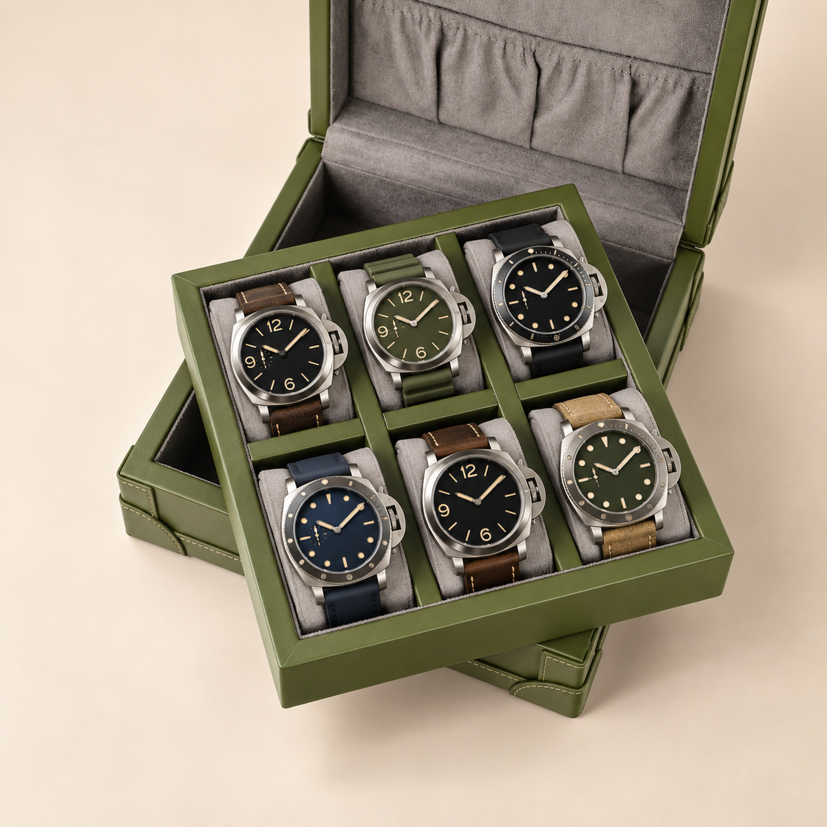 Boîte à Montre en cuir Microfibre - 6 Montres
