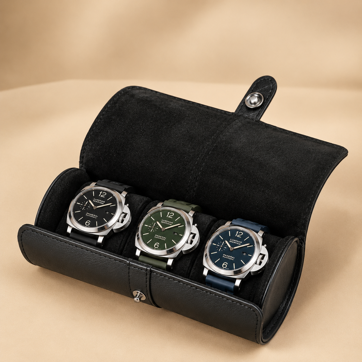 Étui à Montres de Voyage en cuir Crazy Horse – 3 montres – vue 2