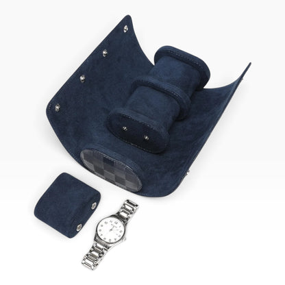Lot de 3 Étuis à Montre en Cuir PU Matelassé Bleu Marine – 1, 2 et 3 Montres