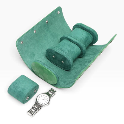 Lot de 3 Étuis à Montre en Cuir PU Matelassé Vert – 1, 2 et 3 Montres