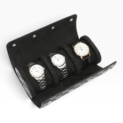 Lot de 3 Étuis à Montre en Cuir PU Matelassé Noir – 1, 2 et 3 Montres