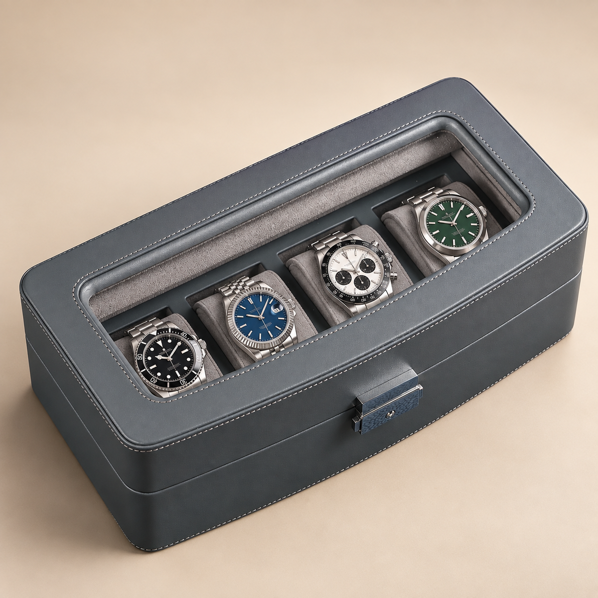 Boîte à Montre en Cuir Microfibre – 4 ou 6 Montres