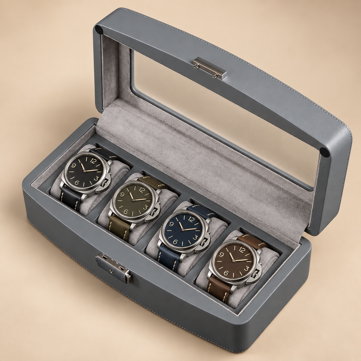 Boîte à Montre en Cuir Microfibre – 4 ou 6 Montres