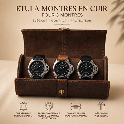 Étui à Montres de Voyage en cuir Crazy Horse – 3 montres – vue 3