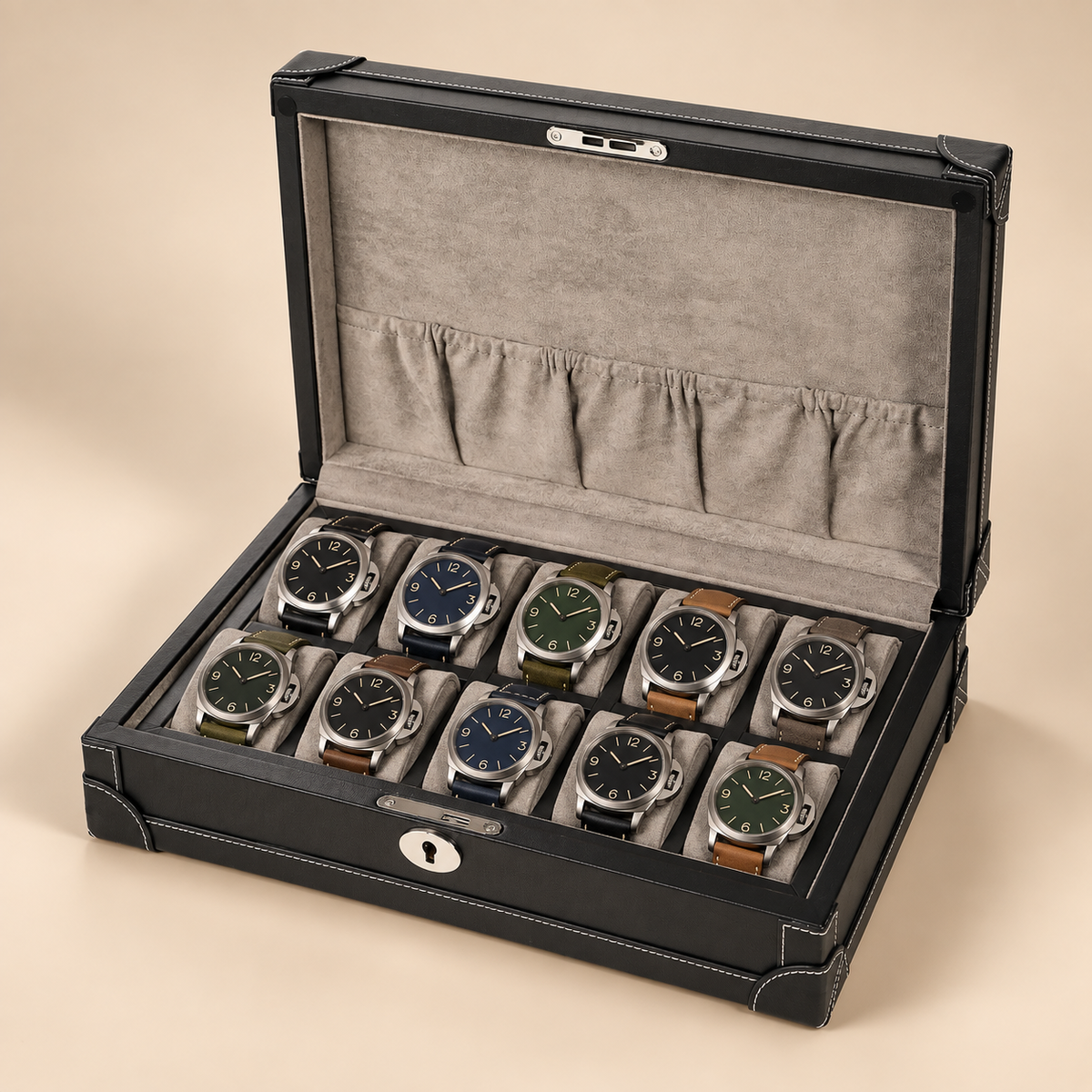 Boîte à Montre en Cuir Microfibre - 10 Montres