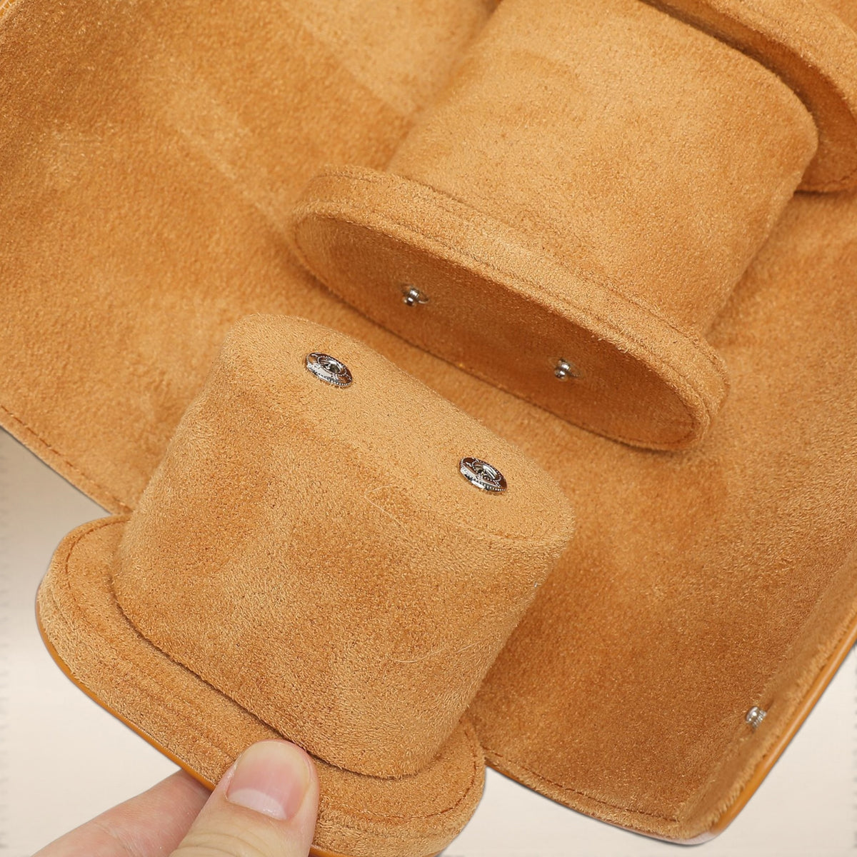 Lot de 3 Étuis à Montre en Cuir Caramel PU – 1, 2 et 3 Montres