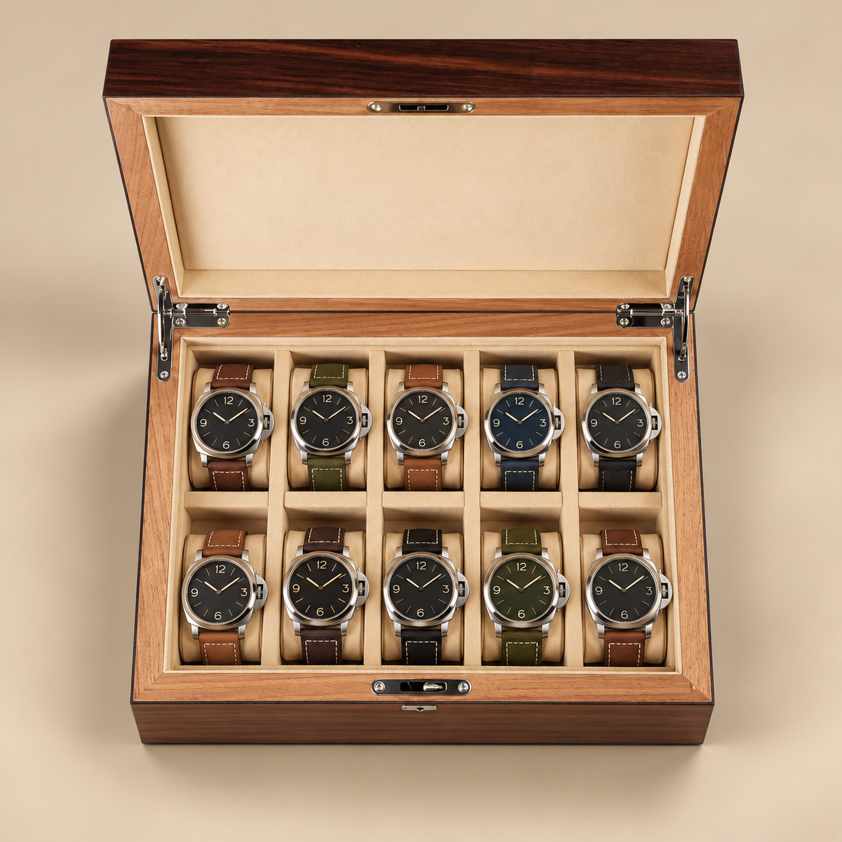 Boîte à montre en bois de ronce 10 montres – vue 5