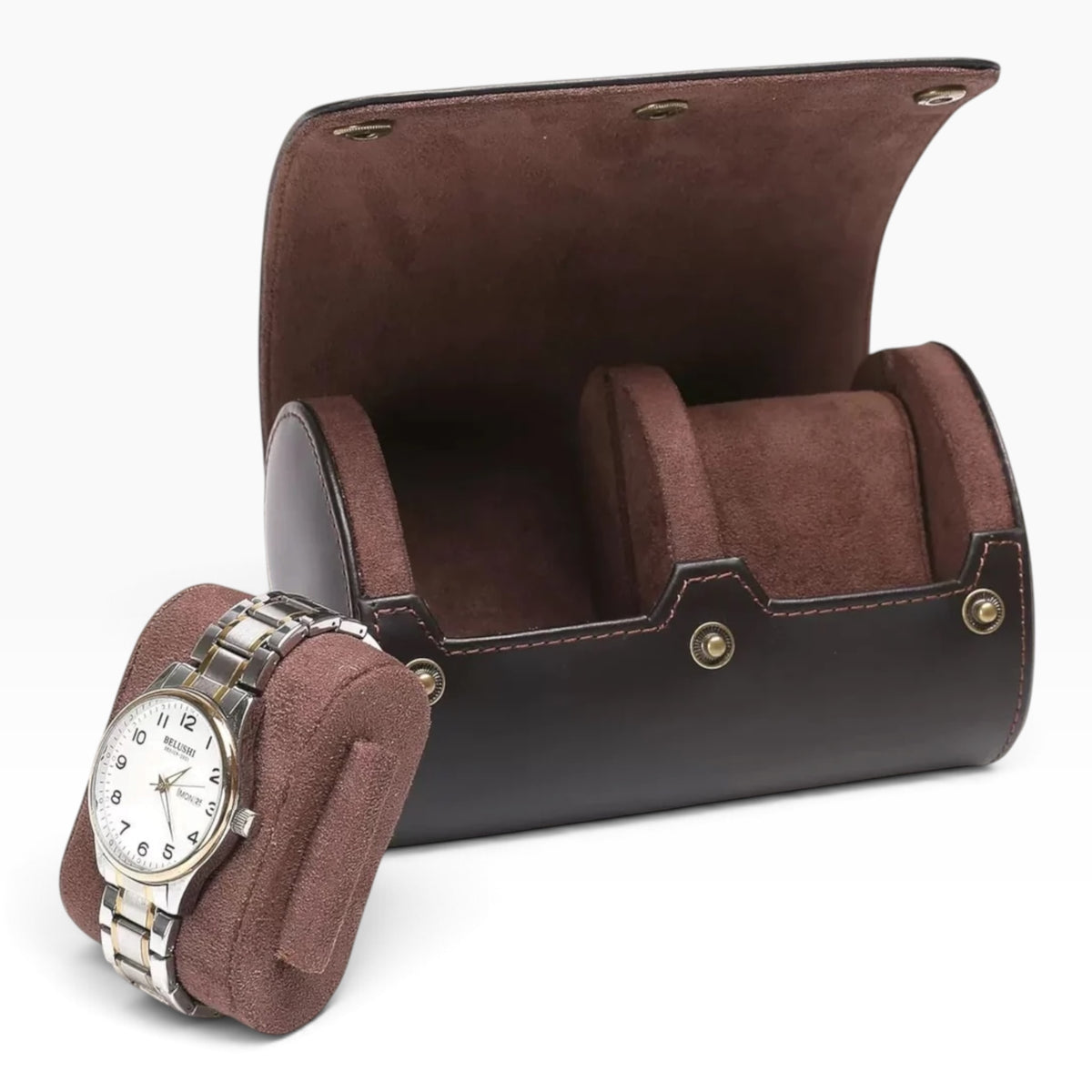 Lot de 3 Étuis à Montre en Cuir Marron Café PU – 1, 2 et 3 Montres
