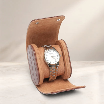 Lot de 3 Étuis à Montre en Cuir PU Caramel effet crocodile – 1, 2 et 3 Montres