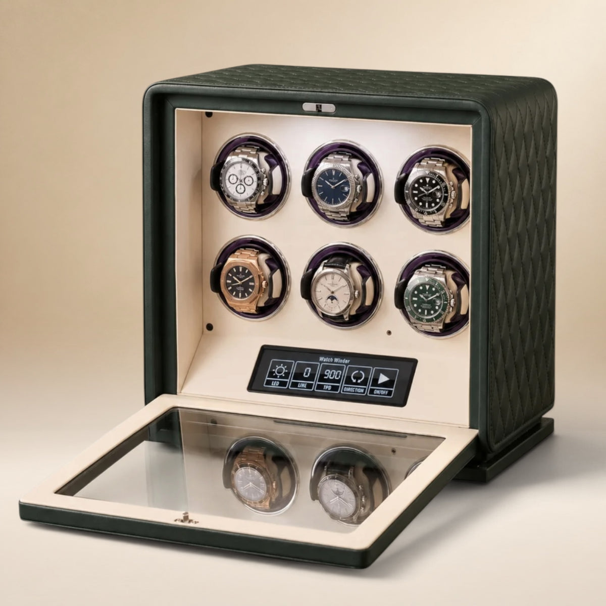 Remontoir à Montre Automatique en Cuir Végétal - 6 Montres