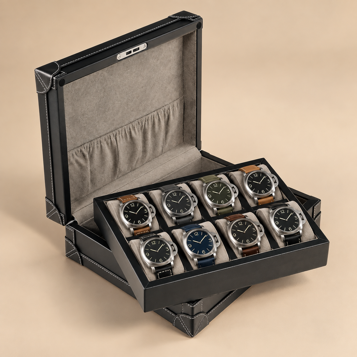 Boîte à Montres en Cuir Microfibre - 8 Montres