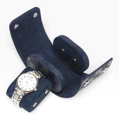 Lot de 3 Étuis à Montre en Cuir PU Matelassé Bleu Marine – 1, 2 et 3 Montres