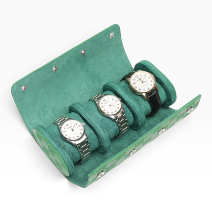 Lot de 3 Étuis à Montre en Cuir PU Matelassé Vert – 1, 2 et 3 Montres
