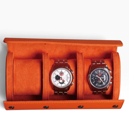 Lot de 3 Étuis à Montre en Cuir PU Orange – 1, 2 et 3 Montres