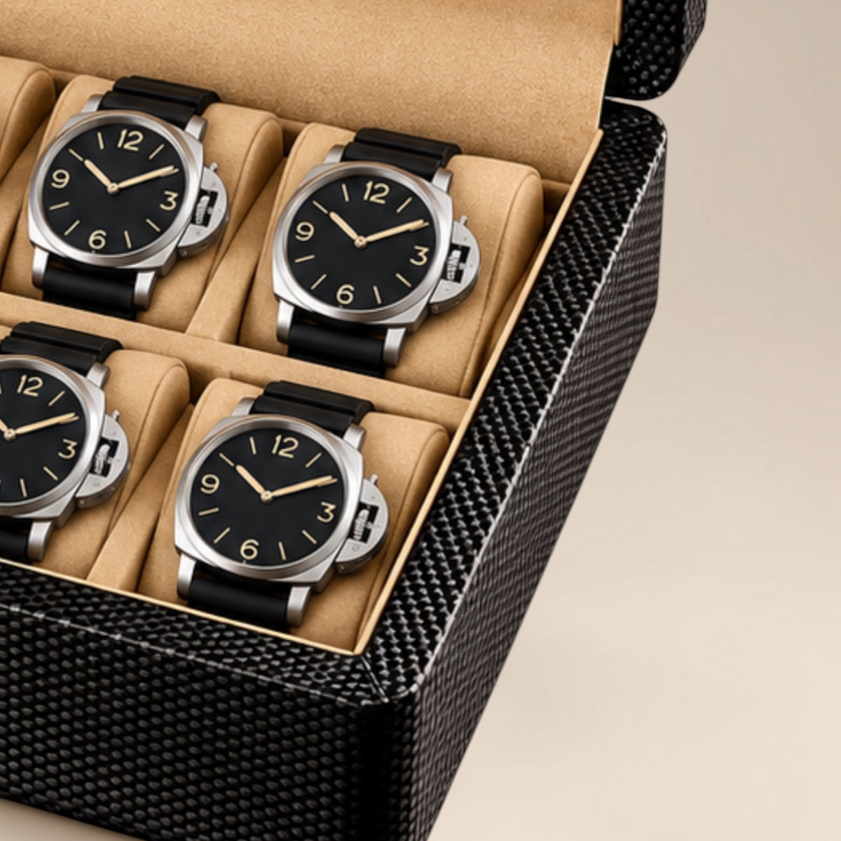 Boîte à Montres Effet Fibre de Carbone – 6 Montres