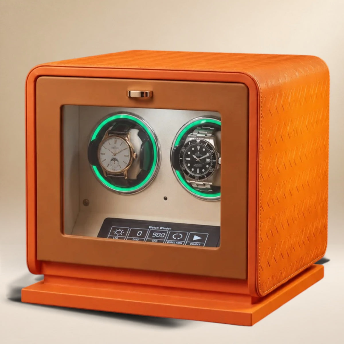 Remontoir à Montre Automatique en Cuir Végétal - 2 Montres