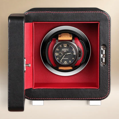 Remontoir à Montre en Cuir Microfibre Noir - 1 Montre