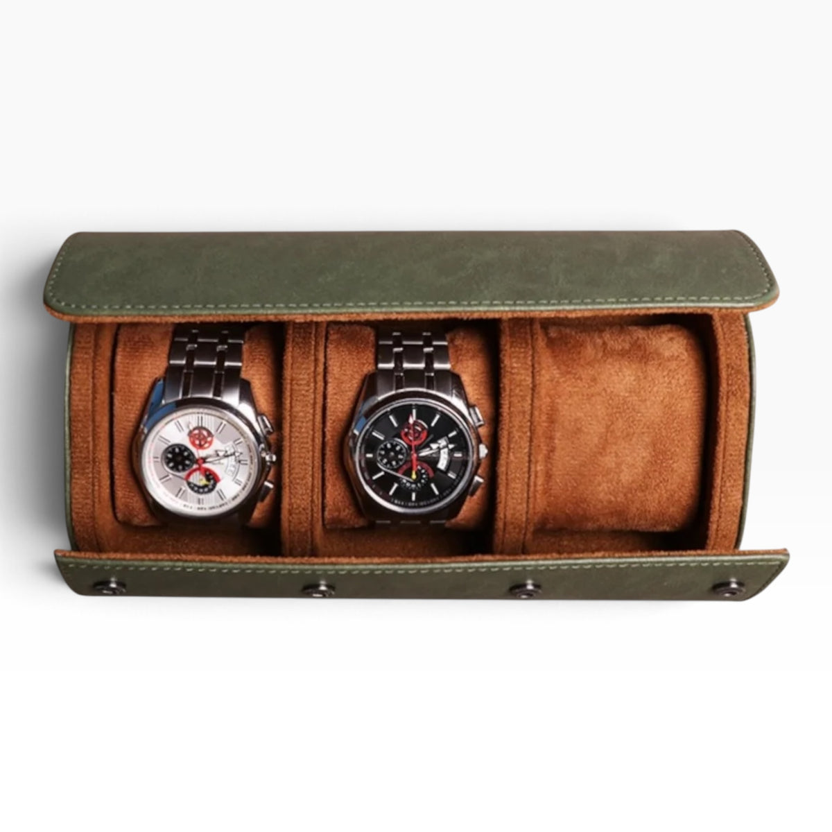 Lot de 3 Étuis à Montre en Cuir PU Effet Crazy Horse Vert – 1, 2 et 3 Montres
