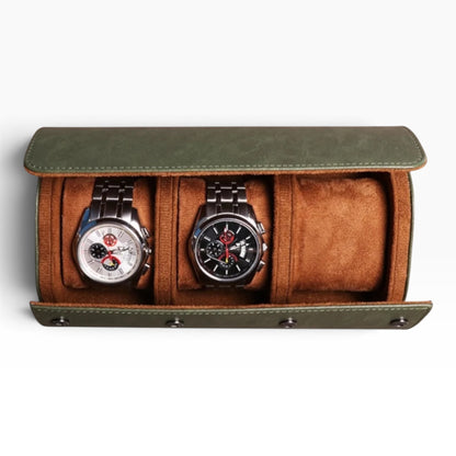 Lot de 3 Étuis à Montre en Cuir PU Effet Crazy Horse Vert – 1, 2 et 3 Montres