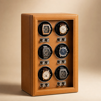 Remontoir automatique camel avec 6 montres, format vertical droit
