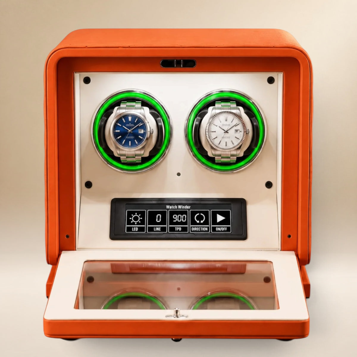 Remontoir à Montre Automatique en Cuir Végétal - 2 Montres