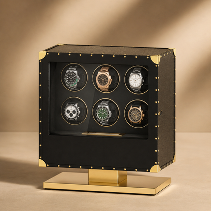 Remontoir automatique noir avec 6 montres, autre angle