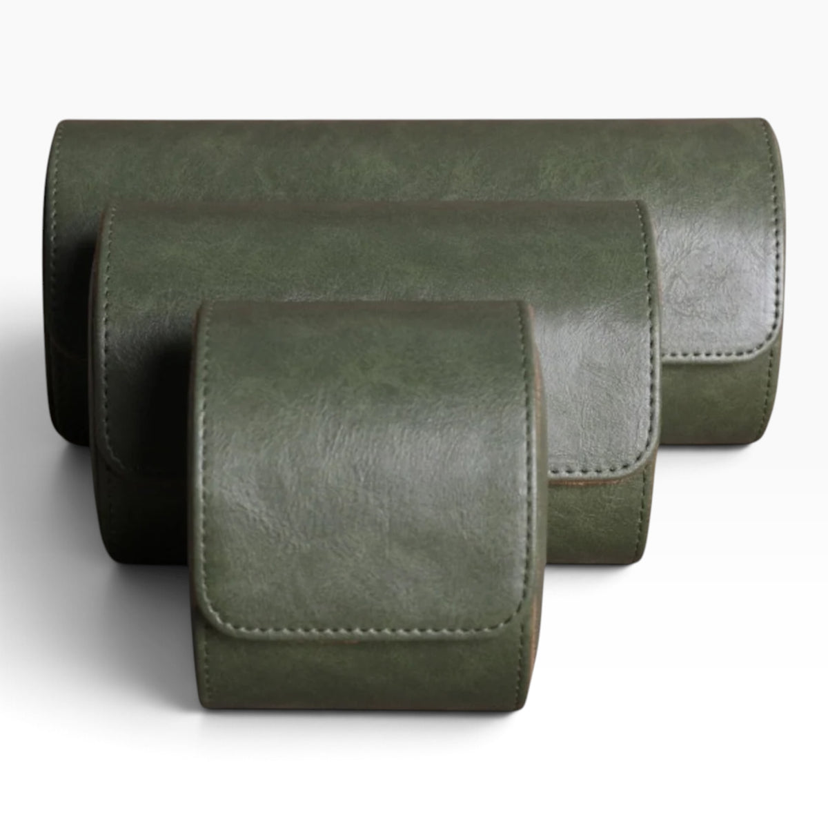Lot de 3 Étuis à Montre en Cuir PU Effet Crazy Horse Vert – 1, 2 et 3 Montres