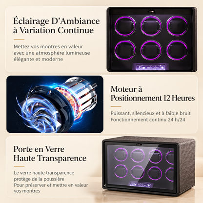 Remontoir à Montre Automatique en Cuir Végétal - 8 Montres