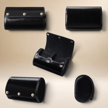 Étui à Montre en Cuir Véritable avec Rangement pour Bagues - 2 Montres