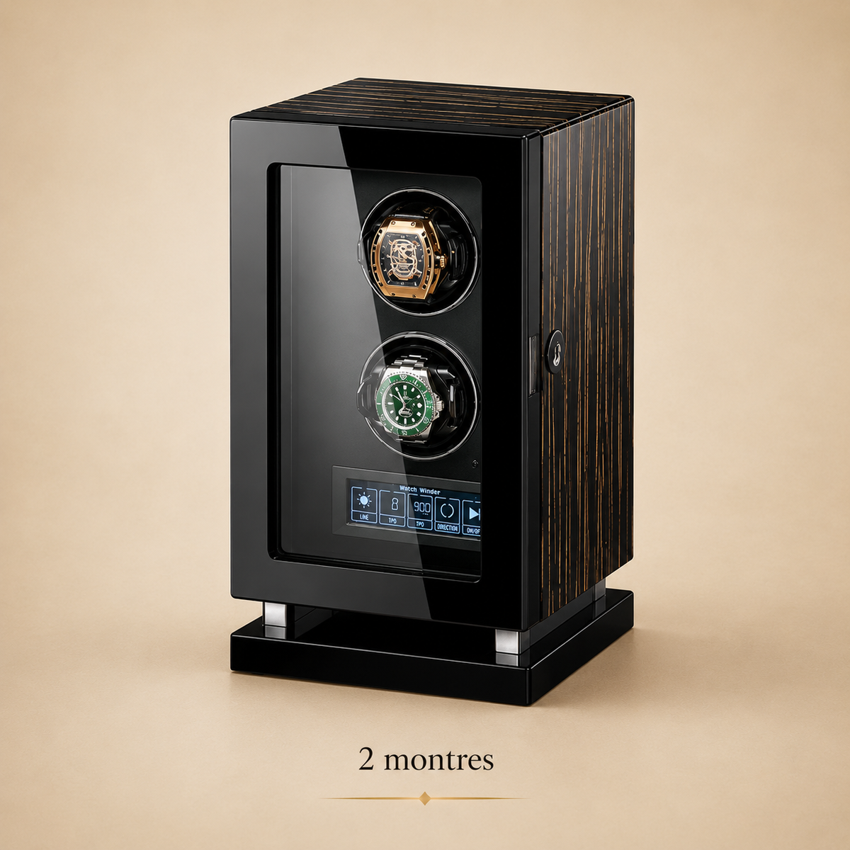 Remontoir automatique en bois avec 2 montres – vue 2