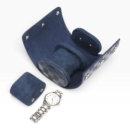 Lot de 3 Étuis à Montre en Cuir PU Matelassé Bleu Marine – 1, 2 et 3 Montres
