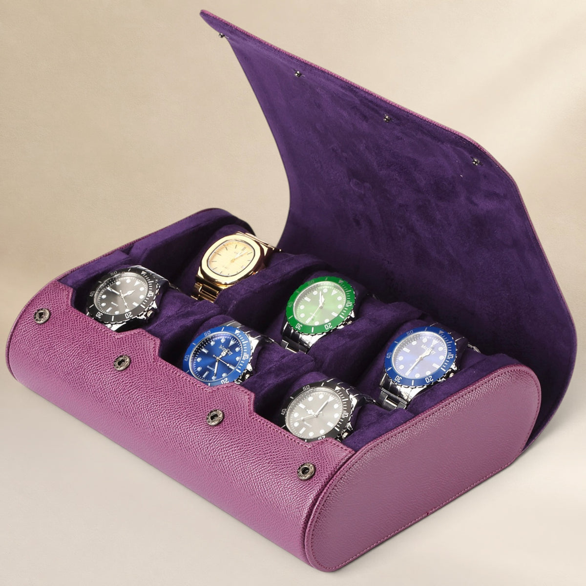 Étui à Montres en Cuir Pu - 6 Montres