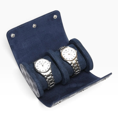 Lot de 3 Étuis à Montre en Cuir PU Matelassé Bleu Marine – 1, 2 et 3 Montres