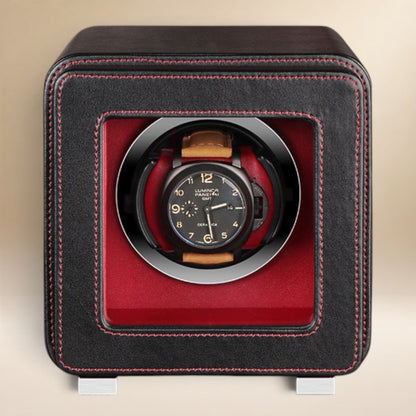 Remontoir à Montre en Cuir Microfibre Noir - 1 Montre
