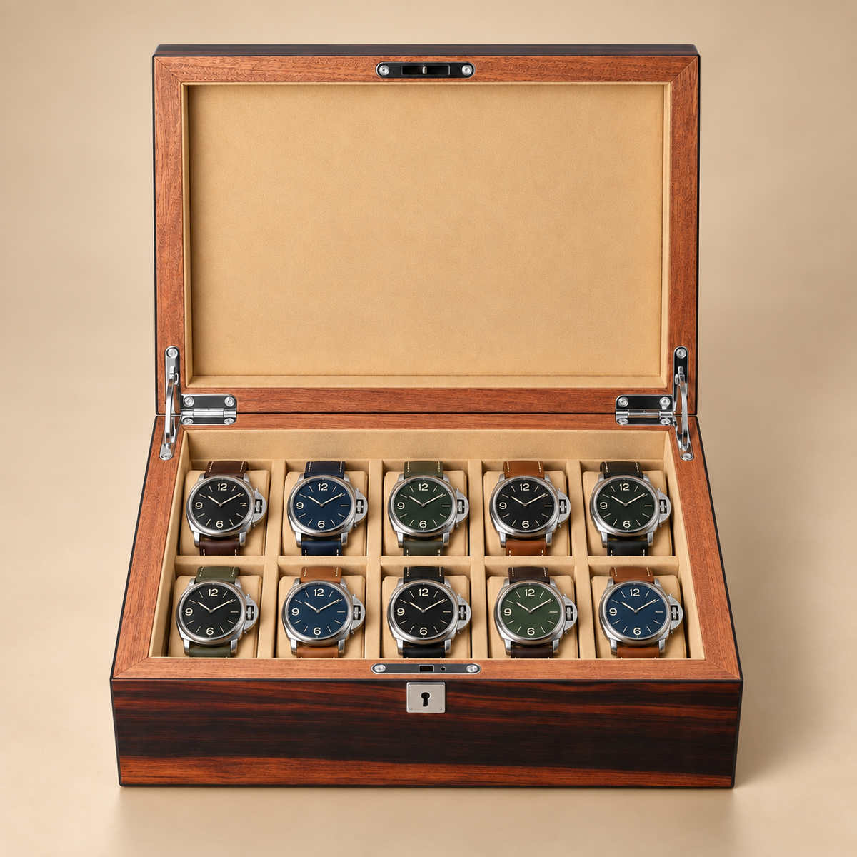 Boîte à montre en bois de ronce 10 montres – vue 6