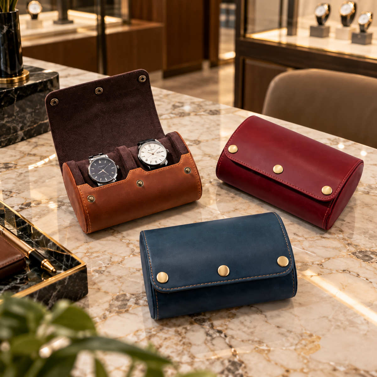 Étuis à montres de voyage en cuir BEN & CO