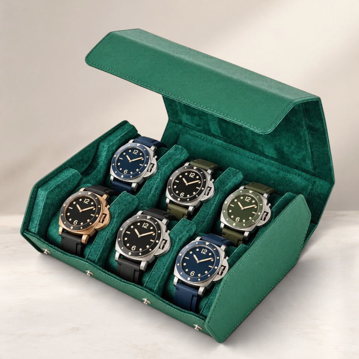 Boîte à Montre en Cuir Saffiano - 6 Montres