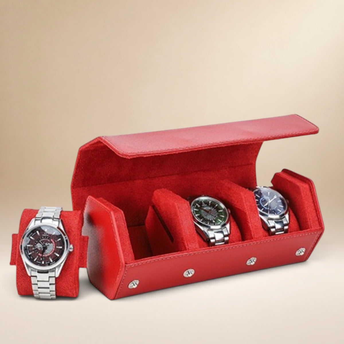 Étui à Montres en Cuir Saffiano - 3 Montres
