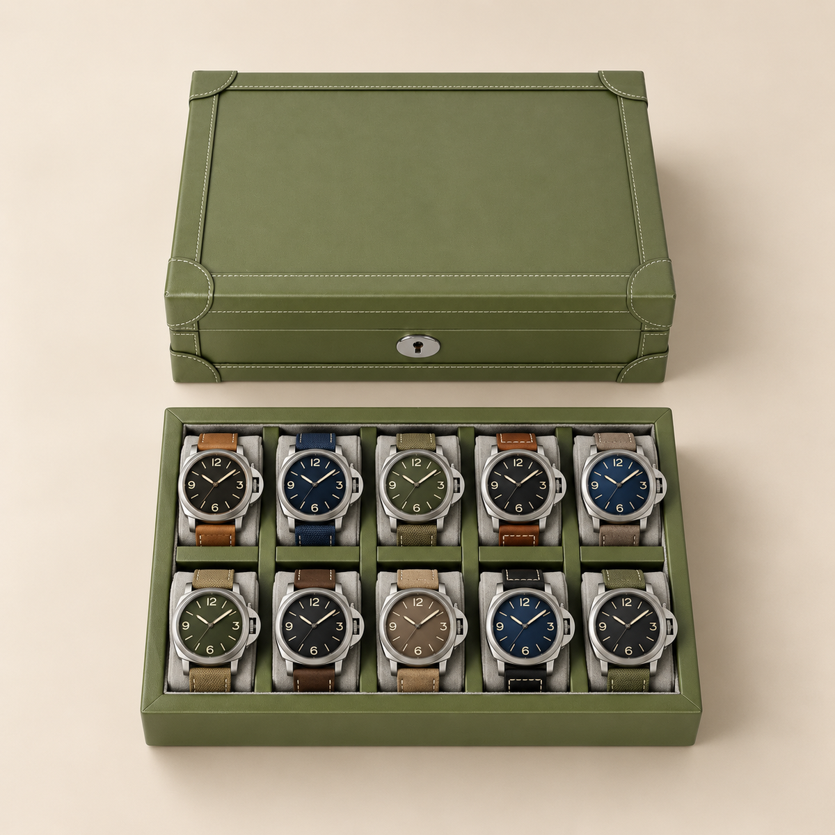 Boîte à Montre en Cuir Microfibre - 10 Montres