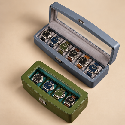 Boîte à Montre en Cuir Microfibre – 4 ou 6 Montres