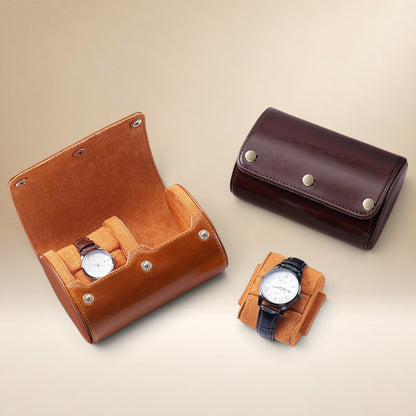 Étui à Montre en Cuir Véritable avec Rangement pour Bagues - 2 Montres