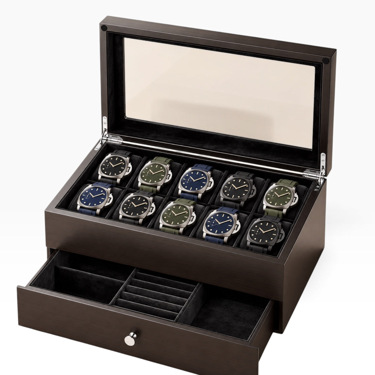 Boîte à Montre en Bois - 10 Montres  Double Niveau