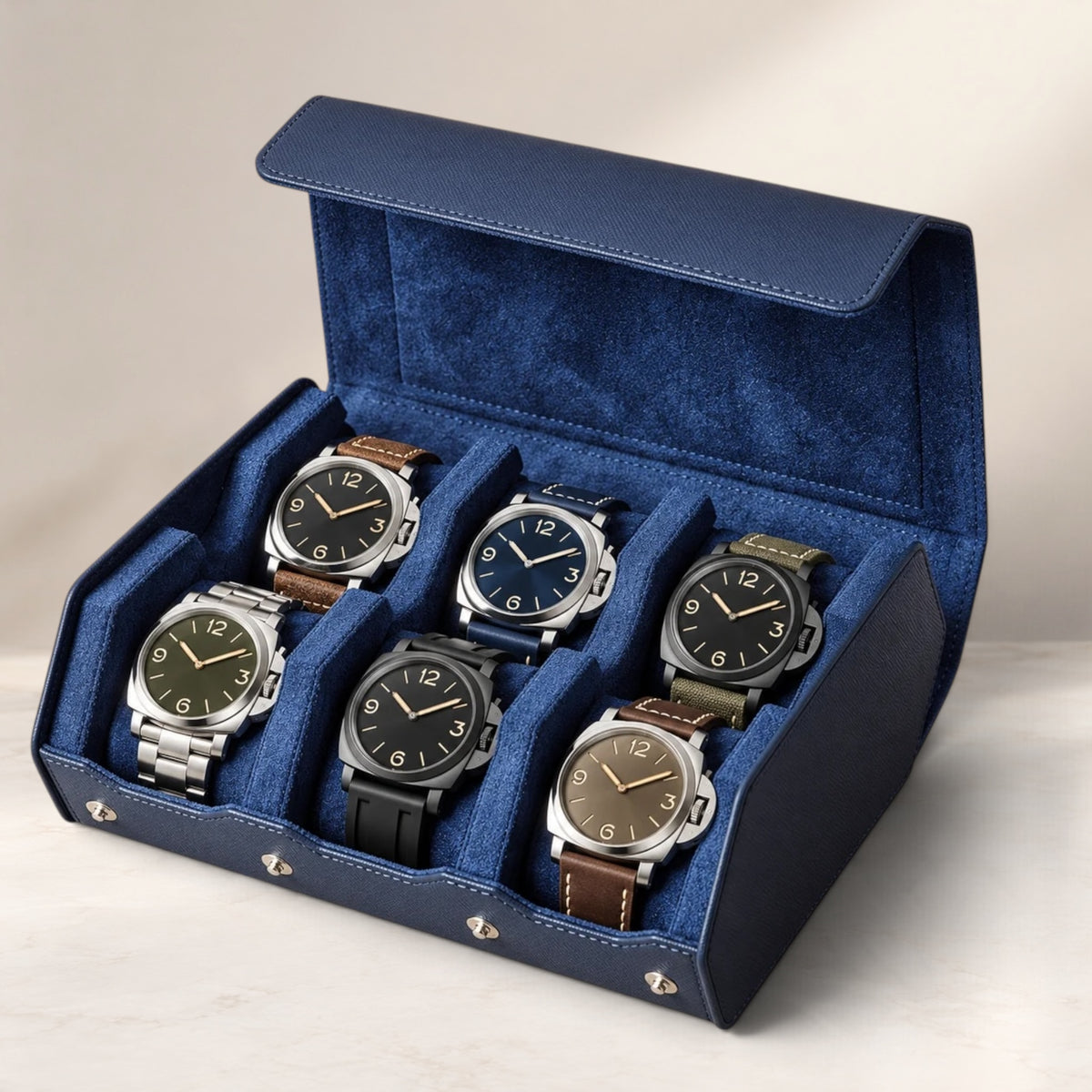 Boîte à Montre en Cuir Saffiano - 6 Montres