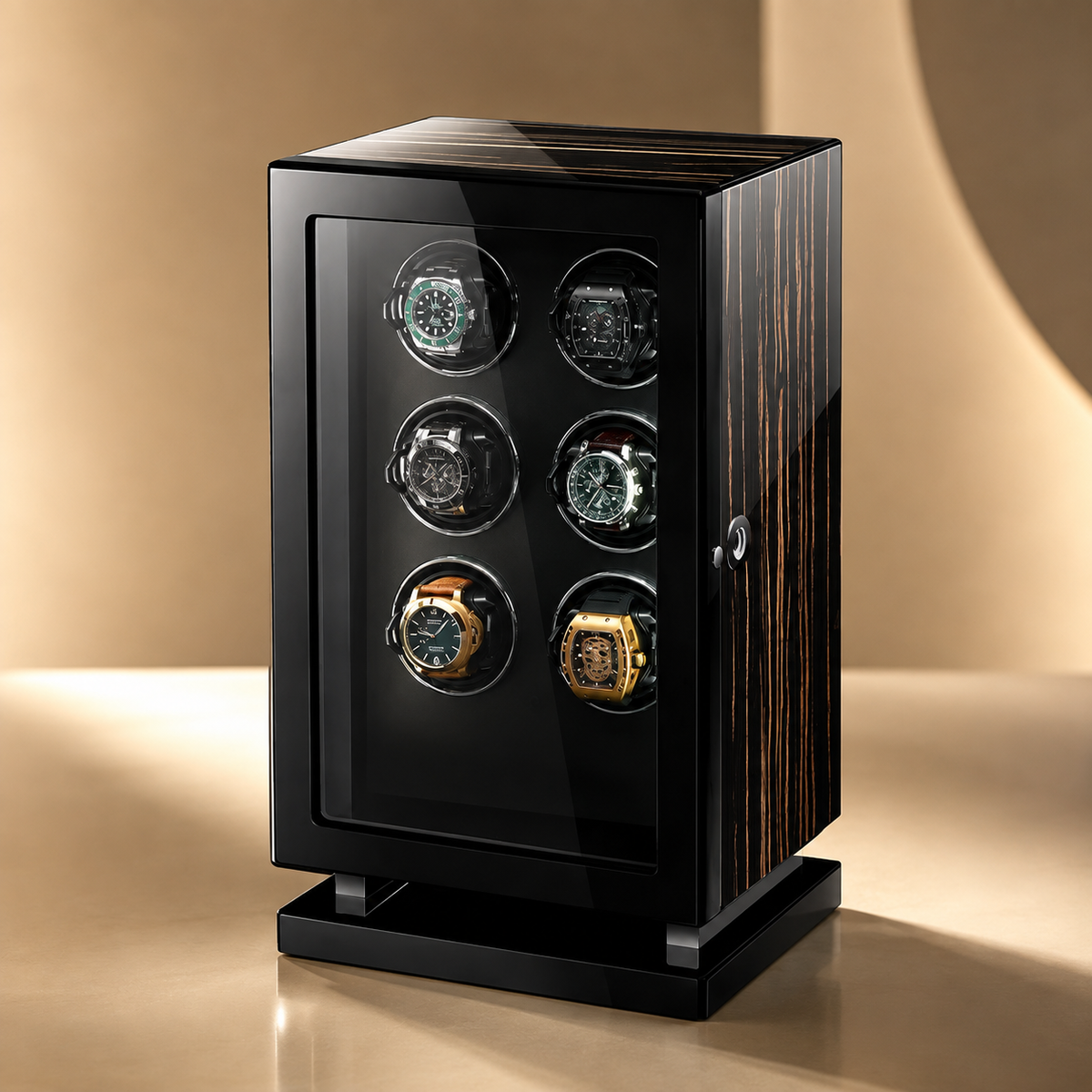 Remontoir automatique en bois avec 6 montres
