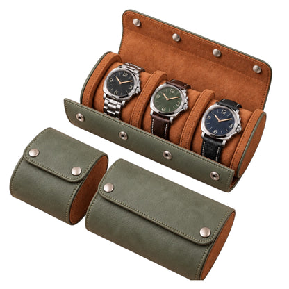 Lot de 3 étuis à montre en cuir PU effet Crazy Horse vert pour 1, 2 et 3 montres