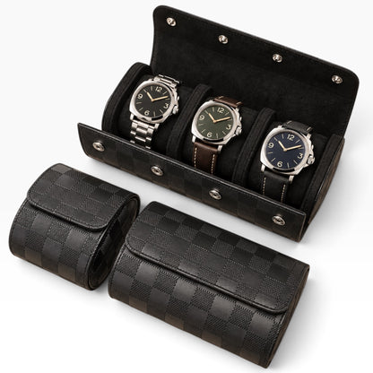 Lot de 3 étuis à montre en cuir PU matelassé noir pour 1, 2 et 3 montres